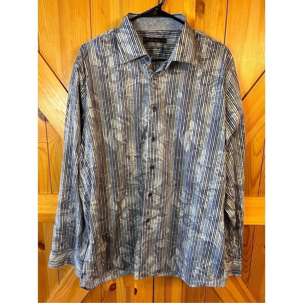 dagr Men's Multi-Color Striped /Floral Long Sleeve Button Down Shirt Size XL (42